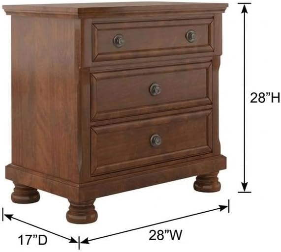 Furnifact Cherry Nightstand with Smooth Finish, Sturdy Construction, Spacious Storage Drawer, Elegant Design, Ideal for Bedroom Organization and Decor