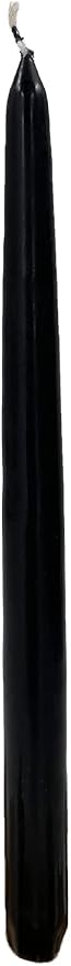D'light Online Elegant Unscented 12" Black Taper Candles Premium Quality Hand-Dipped Tapered Candles, Dripless and Smokeless - Set of 12 Individually Wrapped (12 Inch, Black)