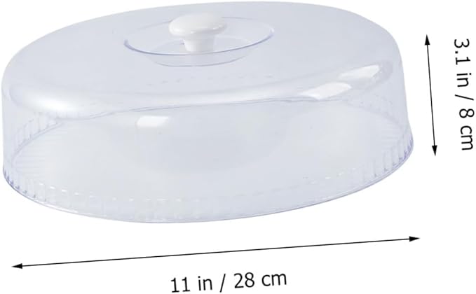 Heat Resistant Round Food Cover with Design Transparent Bowl Lid for Fresh Keeping Microwave Oven Splatter Guard Ergonomic Handle Suitable for Cakes Snacks Fruits and Dishes