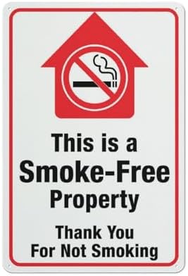 This Is A Smoke Free Property Thank You Sign 12X8 Inch Tin Sign Great For Garden And Yard Wall Decor