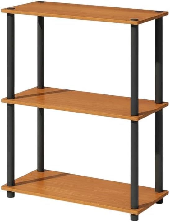Furnifact Light Cherry Black Bookcase with Modern Design, Sturdy Wood Construction, Single Piece for Home Office, Living Room, or Study Space