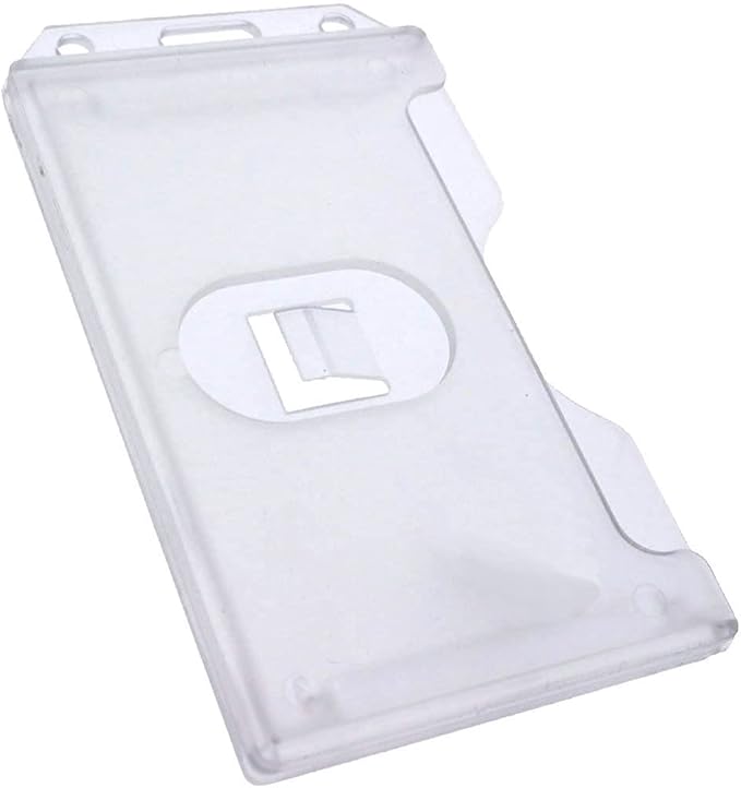 5 Pack - Heavy Duty 2-Sided Rigid Multi Card Holder - Hard Plastic Vertical ID Badge Holders for 2 Standard or Thick Prox Cards, Fuel Card, CAC, Work Badge, or Credit Cards by Specialist ID (Clear)