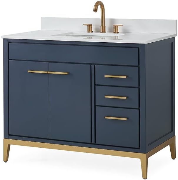 Tennant Brand 42 inch Modern Style Beatrice Bathroom Sink Vanity (Navy Blue, 42 inch)