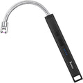 SUPRUS Rechargeable Candle Lighter Electric Arc Triple Safety Long Lighter Stainless Steel Shell & Hanging Hook (Black)