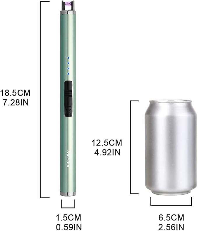 MeeToo Candle Electric Lighter Rechargeable USB Type-C Lighters for Candle Christmas Kitchen Camping Party, Gifts for Wife Women Men Nana Green