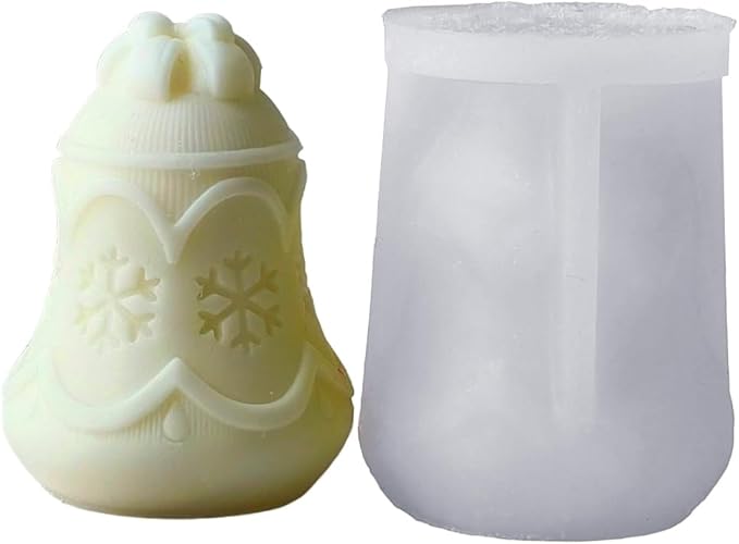 Bells Soap Molds, Jingle Bells Silicone Mold for Candle Soy Wax DIY Handcraft, Snowflake Resin Molds Gift Wedding Party Home Dinner Festive Days Car Christmas Decoration