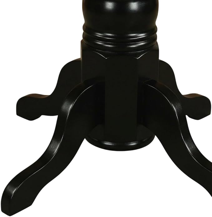 Furnifact Oval Dining Table with 18 Inch Butterfly Leaf, Classic Pedestal Base, Asian Wood Construction, Black Finish for Kitchen and Dining Room Use