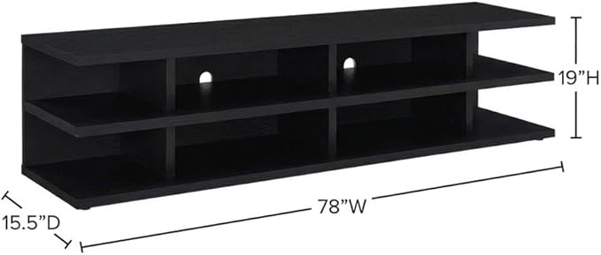Furnifact Black 2 Tier TV Stand Media Console, Contemporary Living Room Entertainment Center with Engineered Wood Construction and Modern Design