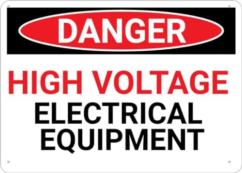 Danger High Voltage Electrical Equipment Sign 12”X8” Metal Signs Aluminum Sign Pre-Drilled Holes For Easy Mounting Indoor Or Outdoor Use For Fence Door Or Gate
