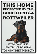 Metal Sign This Home Protected By Rottweiler Vintage Decor For Home Bar Room Diner Garage Kitchen 8X12 Inches