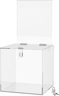 Marketing Holders 12 Inch Locking Ballot Box with Removable 8.5" x 11" Header Sign Holder Clear Acrylic Cube Suggestion Bin