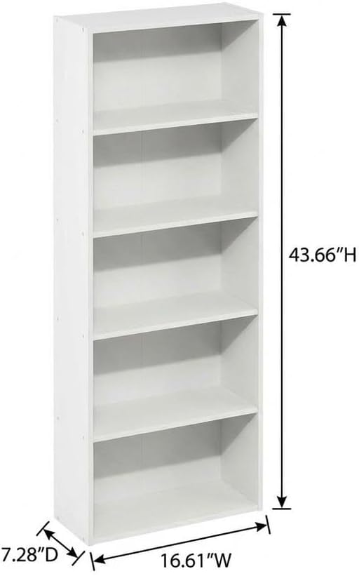 Furnifact White Bookcase with Sturdy Wooden Construction, Simple Open Design, Ideal for Home and Office Storage, Stylish and Durable Wood Finish