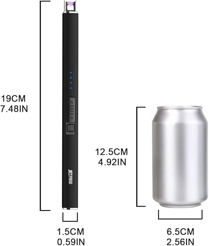 Electric Arc Windproof Lighter Flameless USB Rechargeable Lighter with Safety Lock for Candle BBQ Camping (Black)