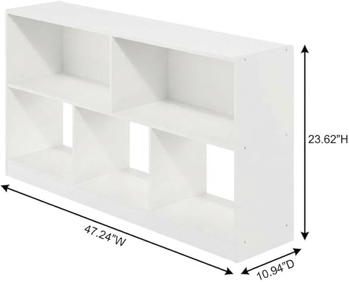 Furnifact White Bookcase with Sleek Wooden Design, Single Piece Construction, Modern Storage Solution for Living Room, Office, and Bedroom