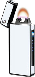 GADATOP Arc Plasma Flame Lighter USB Rechargeable Windproof Electric Lighter for Candle (Silver)