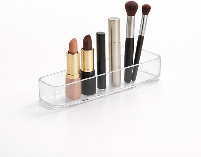 primebox Plastic Clear Acrylic Drawer Organizers. Bathroom, Kitchen, Bedroom, Utensils, Office Organizer Bins, Storage Trays. Heavy Duty, Stackable. 9" x 2" x 2" Set of 6