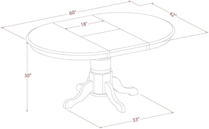 Furnifact Expandable Oval Dining Table, 18-Inch Butterfly Leaf, Classic Pedestal Base, Charming Buttermilk & Cherry Finish, Solid Asian Wood