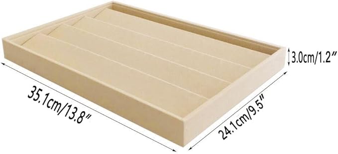 Premium Grade Beige Velvet Jewelry Organize Display Tray for Earrings Stackable Storage Neutral Color Store Trade Show Gallery Home Use Drawer Divider