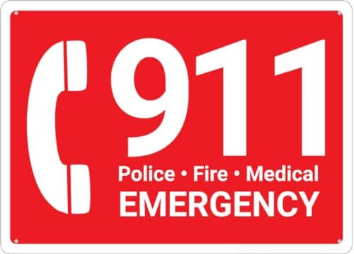 911 Police Fire Medical Emergency Sign 8"X12" Rust Free Aluminum Signs Outdoor, Metal Tin Sign For Home, Business, Yard