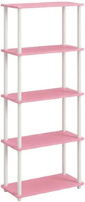 Furnifact Pink White Bookcase, Modern Design, Durable Wood, Compact Storage, Stylish, Functional for Home Office or Living Space
