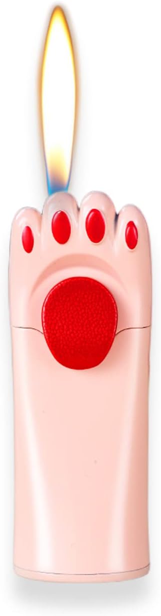 Windproof Lighter, Cool, Cute Cat Paw Design, Fillable, Adjustable, Butane Lighter, Gift for Men（No Gas）