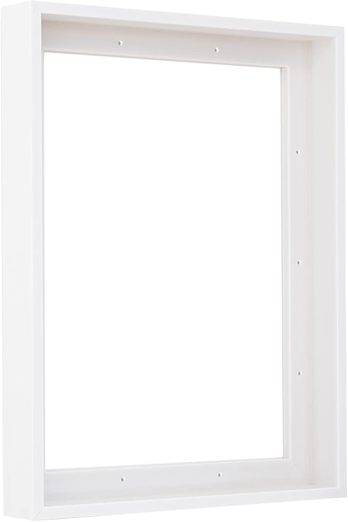 Pixy Canvas 11x14 Floater Frame for 1.5" Deep Canvas Paintings, Wood Panels & Stretched Canvas Boards. 4 Colors Available (White, 11 x 14)