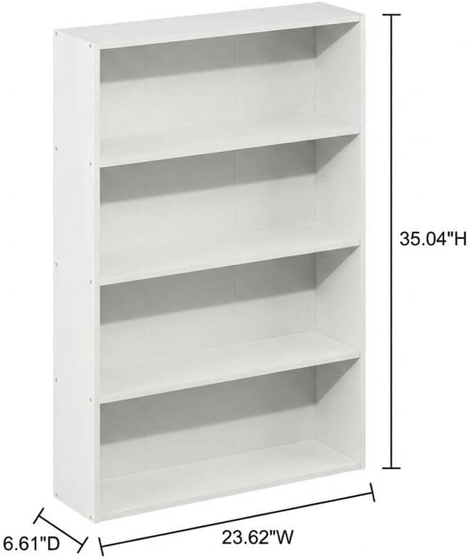Furnifact White Bookcase with Modern Design, Sturdy Wooden Construction, Elegant Storage Solution, Ideal for Home or Office Organization