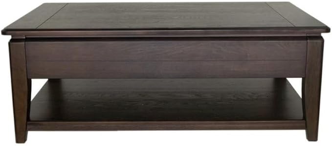 Furnifact Mahogany Lift Top Cocktail Table – Modern Coffee Table with Storage Shelf and Lift Mechanism, Ideal for Entertaining or Living Room Use