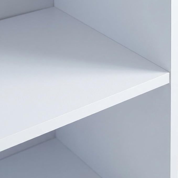 Furnifact White Bookcase, Wooden Shelving Unit for Living Room and Office, Sturdy Storage Solution, Modern Design, Durable Wood Material