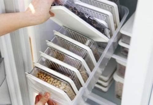 Kitchen Refrigerator Organizer, Fridge and Freezer Storage Trays Large+Food Containers with Lids L1(6P)+L2(2P), Set of 9, Premium A