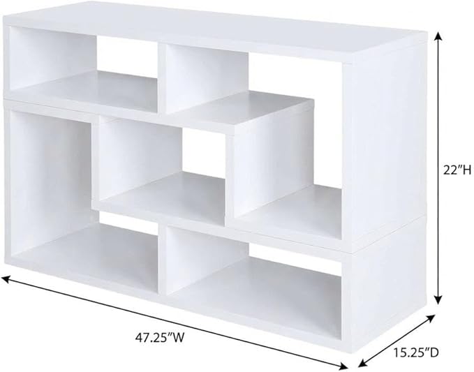 Furnifact White Multipurpose TV Stand and Bookshelf, Durable Construction, Versatile Storage, Transitional Style, Modern Home Office and Living Room Decor