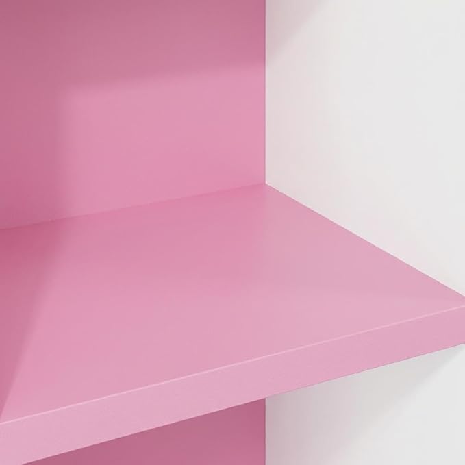 Furnifact Pink White 4-Tier Open Shelf Bookcase, Wooden Display Organizer, Modern Design, Multi-Level Storage, Durable Wood Construction