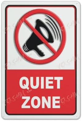 Metal Tin Sign Quiet Zone Library School College University Sign Indoor & Outdoor Use Safety Warning Sign 12""X8"", Acrylic9