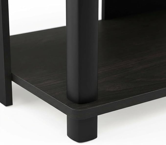 Furnifact Espresso/Black Wood 3-Tier TV Stand, for up to 40-inch TVs, Stylish, Functional, Ample Storage, Modern Design, Living Room, Entertainment Space