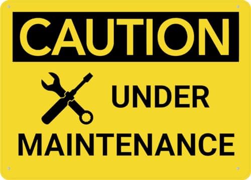 Caution Under Maintenance Sign 12 X 8 Inch Metal Sign, Rustproof Aluminum, Multicolor