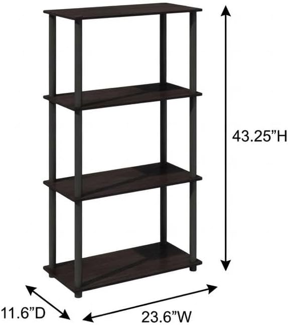 Furnifact Dark Walnut Bookcase with Sturdy Wood Construction, Spacious Storage, Elegant Design, Suitable for Living Room, Office, or Bedroom Use