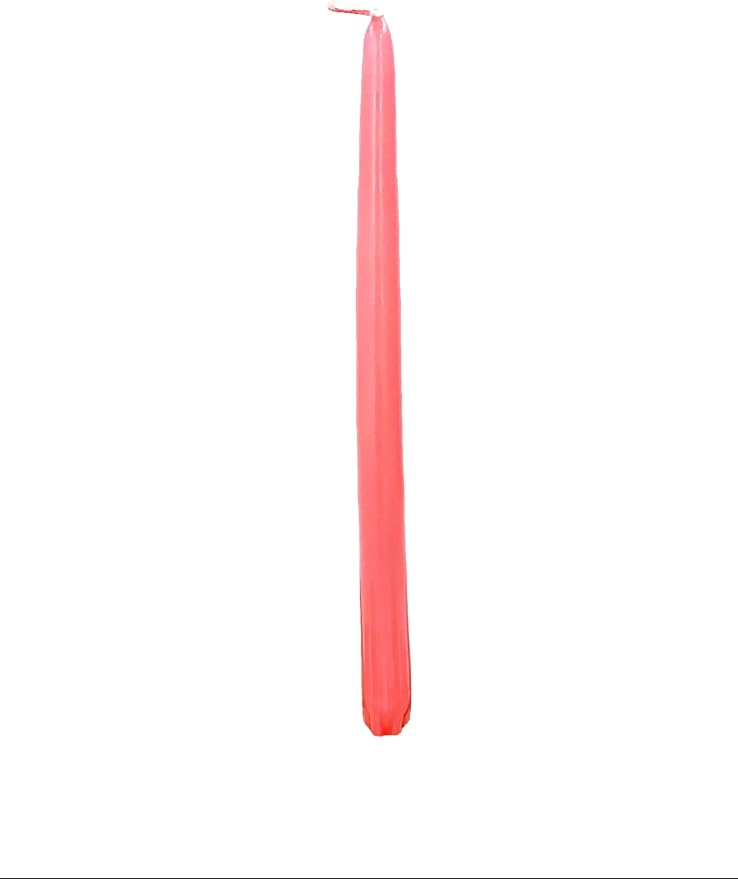 D'light Online Elegant Unscented 12" Coral Taper Candles Premium Quality Hand-Dipped Tapered Candles, Dripless and Smokeless - Set of 12 Individually Wrapped (12 Inch, Coral)