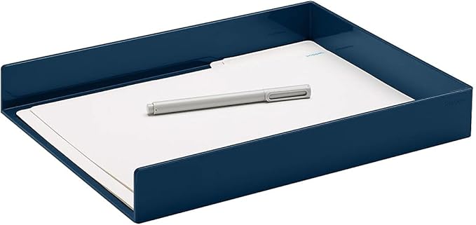 Poppin Stackable Front Loading Letter Tray, Blue, Rectangular