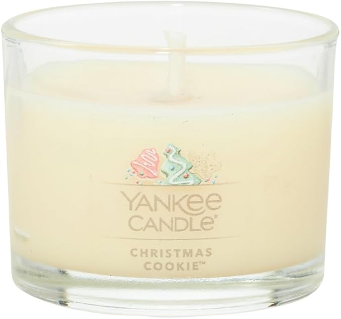 Yankee Candle Signature Votive Mini Candle Jar, Christmas Cookie Scent, Natural Soy Wax Blend Candle with Natural Fiber Wick, 1.3 OZ Glass Jar (Pack of 6)