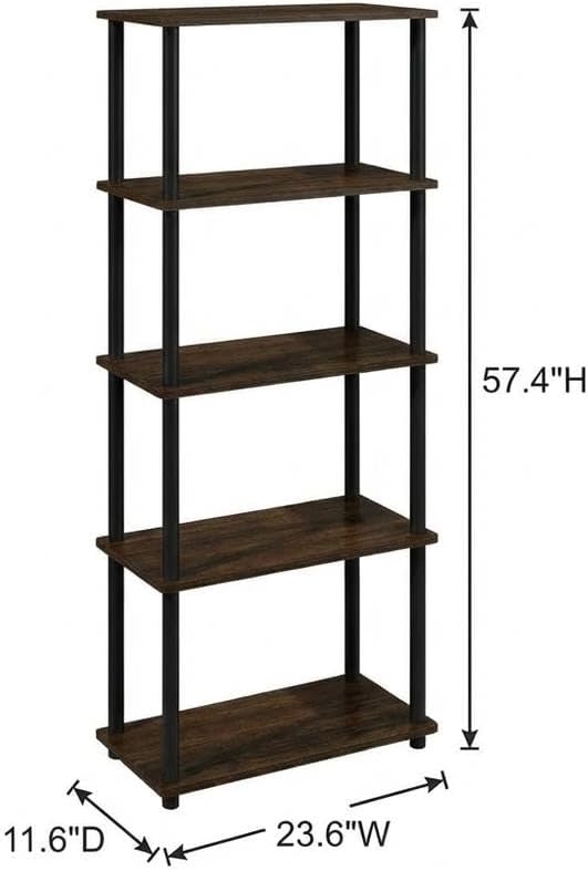 Furnifact Walnut Brown Bookcase with Sleek Design, Sturdy Wood Construction, Elegant Storage Solution for Living Room or Office