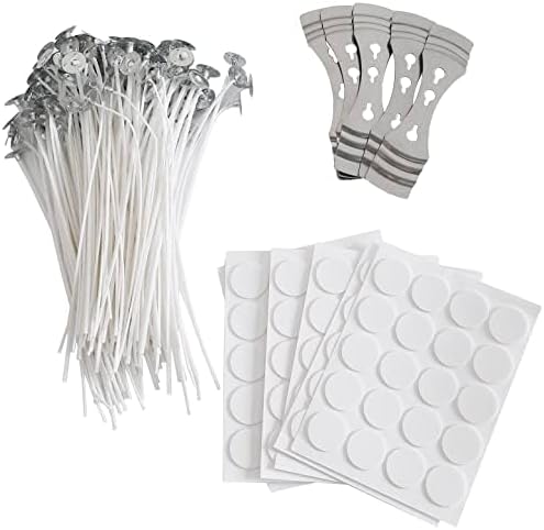 Candle Wicks Kit - 120PCS 8 Inch Cotton Wicks with Holders & Strings for DIY Candle Making