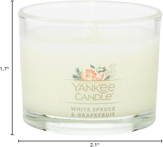 Yankee Candle Signature Votive Mini Candle Jar, White Spruce & Grapefruit Scent, Natural Soy Wax Blend Candle with Natural Fiber Wick, 1.3 OZ Glass Jar (Pack of 6)