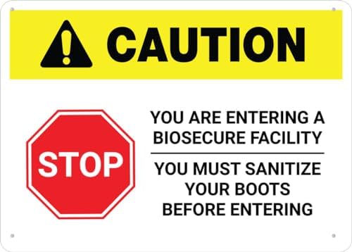 Caution Stop You Are Entering A Biosecure Facility Sign Aluminum 8X12 Inch Uv Ink Printed For House And Business