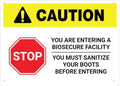 Caution Stop You Are Entering A Biosecure Facility Sign Aluminum 8X12 Inch Uv Ink Printed For House And Business