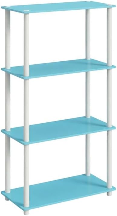 Furnifact Light Blue White Bookcase with Durable Wood Construction, Modern Design, Versatile Storage, Stylish Home Office and Living Room Decor
