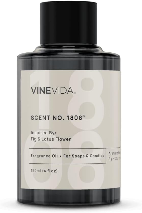 VINEVIDA [120mL] Fig & Lotus Flower Fragrance Oil for Candle Making - Natural Candle Oil Scents - Soap Making Essential Oil - Made in USA