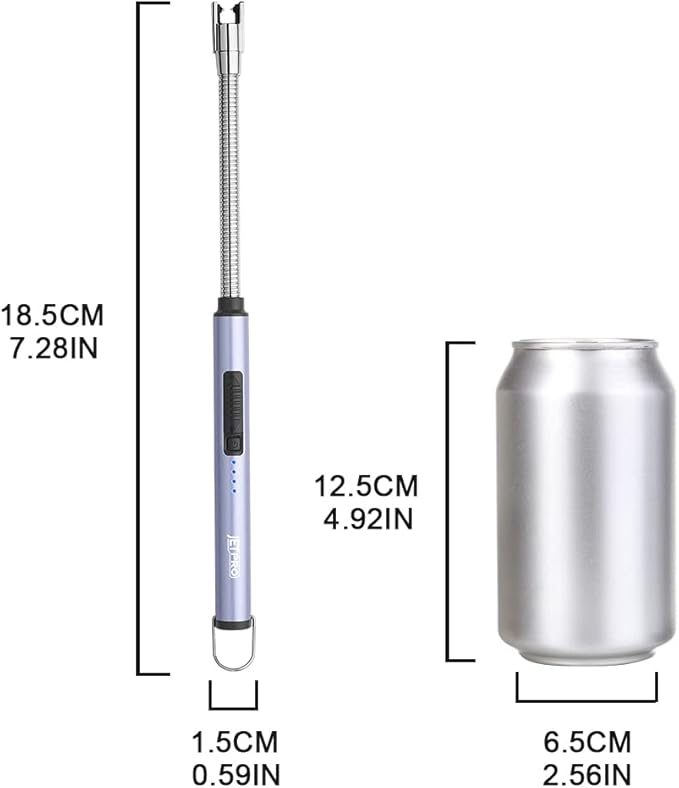 Candle Lighters USB Rechargeable Arc Electric Lighter with 360° Flexible Neck for Candle BBQ Camping (Blue)