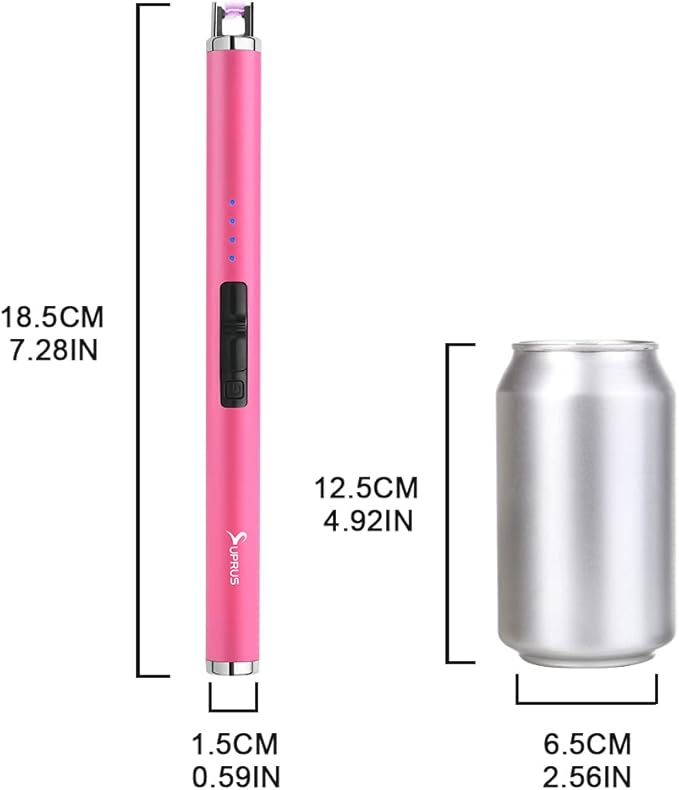 SUPRUS Fluorescent Lighter Glows in The Dark USB Lighter Rechargeable Windproof Pocket Size for Candle Cooking BBQ in Party (Pink)
