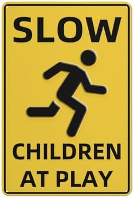 Metal Sign Slow Children At Play Metal Sign Retro Wall Decor For Home Cafes Office Store Pubs Club Sign Gift 12X8 Inch Plaque Tin Sign