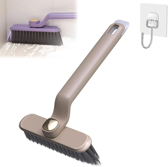 Multi-Function Rotating Crevice Cleaning Brush, 360 Degree Rotating No Dead Corners Hard Bristle Crevice Gap Brush Tool for Bathroom Household Kitchen (Khaki 1pcs)